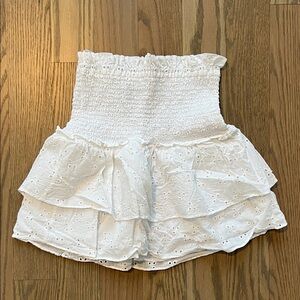 Aqua White Eyelet Ruffle Mini Skirt
